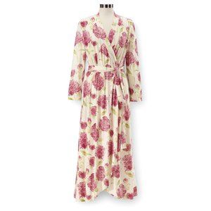 Bamboo robe, watercolor peony print, 2X (NorthStyle brand)